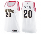 Women's New Orleans Pelicans #20 Nicolo Melli Swingman White Pink Fashion Basketball Jersey