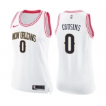 Women's Nike New Orleans Pelicans #0 DeMarcus Cousins Swingman White Pink Fashion NBA Jersey