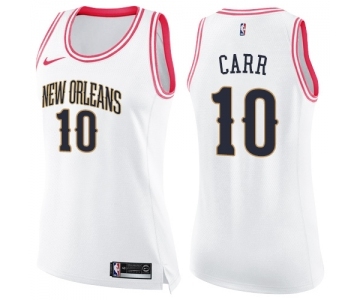 Women's Nike New Orleans Pelicans #10 Tony Carr Swingman White Pink Fashion NBA Jersey