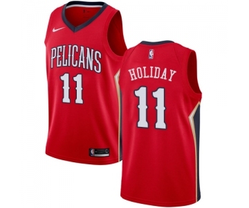 Women's Nike New Orleans Pelicans #11 Jrue Holiday Authentic Red Alternate NBA Jersey Statement Edition