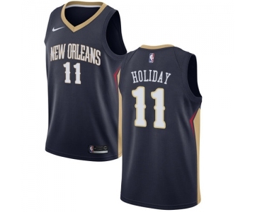 Women's Nike New Orleans Pelicans #11 Jrue Holiday Swingman Navy Blue Road NBA Jersey - Icon Edition