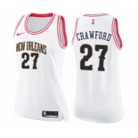 Women's Nike New Orleans Pelicans #27 Jordan Crawford Swingman White Pink Fashion NBA Jersey