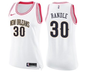 Women's Nike New Orleans Pelicans #30 Julius Randle Swingman White Pink Fashion NBA Jersey