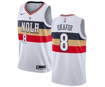 Women's Nike New Orleans Pelicans #8 Jahlil Okafor White Swingman Jersey - Earned Edition