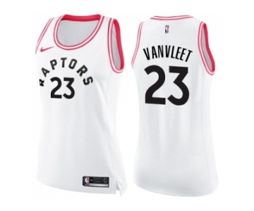 Women Nike Toronto Raptors #23 Fred VanVleet White Pink NBA Swingman Fashion Jersey