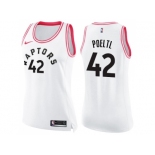 Women Nike Toronto Raptors #42 Jakob Poeltl White Pink NBA Swingman Fashion Jersey