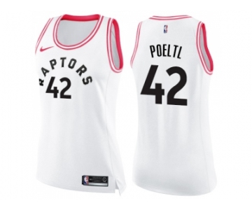 Women Nike Toronto Raptors #42 Jakob Poeltl White Pink NBA Swingman Fashion Jersey