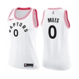 Women's Nike Toronto Raptors #0 C.J. Miles Swingman White Pink Fashion NBA Jersey