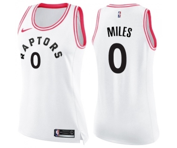 Women's Nike Toronto Raptors #0 C.J. Miles Swingman White Pink Fashion NBA Jersey