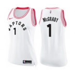 Women's Nike Toronto Raptors #1 Tracy Mcgrady Swingman White Pink Fashion NBA Jersey