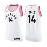 Women's Nike Toronto Raptors #14 Danny Green Swingman White Pink Fashion NBA Jersey