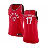 Women's Nike Toronto Raptors #17 Jonas Valanciunas Swingman Red Road NBA Jersey - Icon Edition