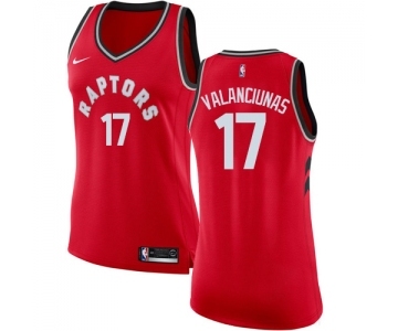 Women's Nike Toronto Raptors #17 Jonas Valanciunas Swingman Red Road NBA Jersey - Icon Edition