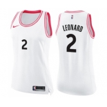 Women's Nike Toronto Raptors #2 Kawhi Leonard Swingman White Pink Fashion NBA Jersey