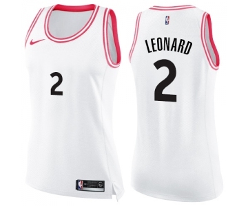 Women's Nike Toronto Raptors #2 Kawhi Leonard Swingman White Pink Fashion NBA Jersey