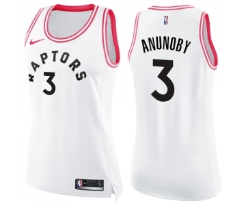 Women's Nike Toronto Raptors #3 OG Anunoby Swingman White Pink Fashion NBA Jersey