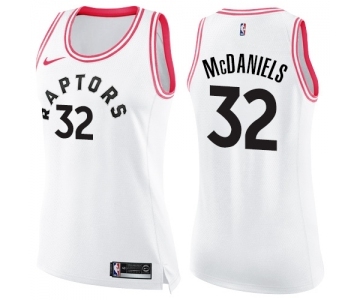 Women's Nike Toronto Raptors #32 KJ McDaniels Swingman White Pink Fashion NBA Jersey