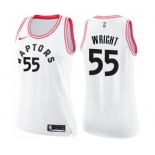 Women's Nike Toronto Raptors #55 Delon Wright Swingman White Pink Fashion NBA Jersey