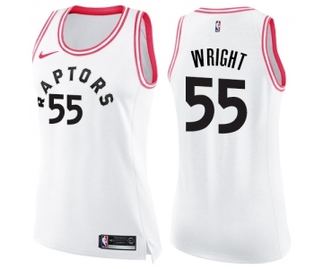 Women's Nike Toronto Raptors #55 Delon Wright Swingman White Pink Fashion NBA Jersey