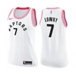 Women's Nike Toronto Raptors #7 Kyle Lowry Swingman White Pink Fashion NBA Jersey