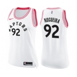 Women's Nike Toronto Raptors #92 Lucas Nogueira Swingman White Pink Fashion NBA Jersey