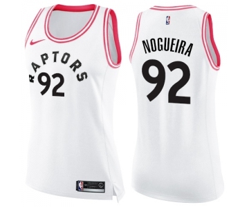 Women's Nike Toronto Raptors #92 Lucas Nogueira Swingman White Pink Fashion NBA Jersey