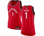 Women's Toronto Raptors #1 Patrick McCaw Swingman Red 2019 Basketball Finals Bound Jersey - Icon Edition