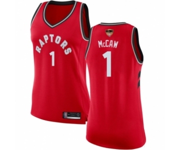 Women's Toronto Raptors #1 Patrick McCaw Swingman Red 2019 Basketball Finals Bound Jersey - Icon Edition