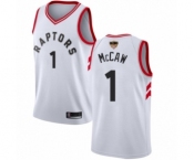 Women's Toronto Raptors #1 Patrick McCaw Swingman White 2019 Basketball Finals Bound Jersey - Association Edition