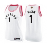 Women's Toronto Raptors #1 Patrick McCaw Swingman White Pink Fashion 2019 Basketball Finals Bound Jersey