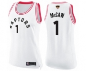 Women's Toronto Raptors #1 Patrick McCaw Swingman White Pink Fashion 2019 Basketball Finals Bound Jersey