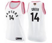 Women's Toronto Raptors #14 Danny Green Swingman White Pink Fashion 2019 Basketball Finals Bound Jersey