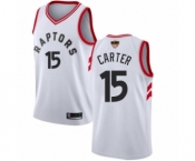 Women's Toronto Raptors #15 Vince Carter Swingman White 2019 Basketball Finals Bound Jersey - Association Edition