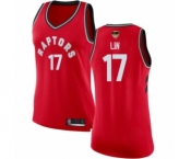 Women's Toronto Raptors #17 Jeremy Lin Swingman Red 2019 Basketball Finals Bound Jersey - Icon Edition