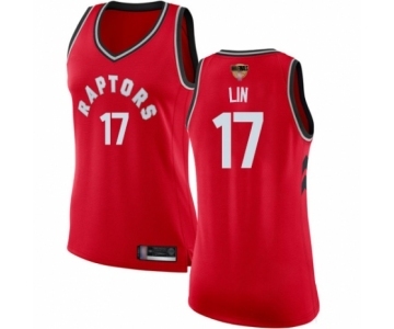 Women's Toronto Raptors #17 Jeremy Lin Swingman Red 2019 Basketball Finals Bound Jersey - Icon Edition