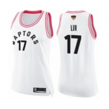 Women's Toronto Raptors #17 Jeremy Lin Swingman White Pink Fashion 2019 Basketball Finals Bound Jersey