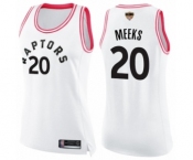 Women's Toronto Raptors #20 Jodie Meeks Swingman White Pink Fashion 2019 Basketball Finals Bound Jersey