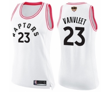 Women's Toronto Raptors #23 Fred VanVleet Swingman White Pink Fashion 2019 Basketball Finals Bound Jersey