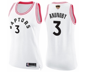 Women's Toronto Raptors #3 OG Anunoby Swingman White Pink Fashion 2019 Basketball Finals Bound Jersey