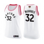 Women's Toronto Raptors #32 KJ McDaniels Swingman White Pink Fashion 2019 Basketball Finals Bound Jersey