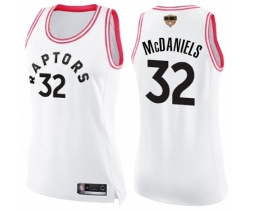 Women's Toronto Raptors #32 KJ McDaniels Swingman White Pink Fashion 2019 Basketball Finals Bound Jersey