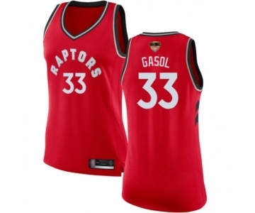 Women's Toronto Raptors #33 Marc Gasol Swingman Red 2019 Basketball Finals Bound Jersey - Icon Edition