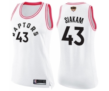 Women's Toronto Raptors #43 Pascal Siakam Swingman White Pink Fashion 2019 Basketball Finals Bound Jersey