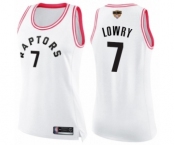 Women's Toronto Raptors #7 Kyle Lowry Swingman White Pink Fashion 2019 Basketball Finals Bound Jersey