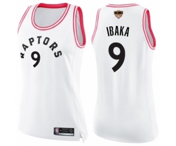 Women's Toronto Raptors #9 Serge Ibaka Swingman White Pink Fashion 2019 Basketball Finals Bound Jersey