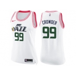 Women Nike Utah Jazz #99 Jae Crowder White Pink NBA Swingman Fashion Jersey