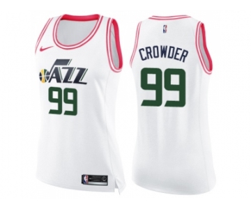 Women Nike Utah Jazz #99 Jae Crowder White Pink NBA Swingman Fashion Jersey