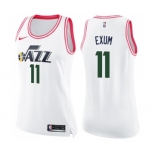 Women's Nike Utah Jazz #11 Dante Exum Swingman White Pink Fashion NBA Jersey