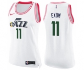 Women's Nike Utah Jazz #11 Dante Exum Swingman White Pink Fashion NBA Jersey