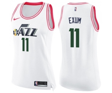 Women's Nike Utah Jazz #11 Dante Exum Swingman White Pink Fashion NBA Jersey